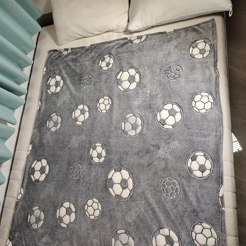 Customized Soccer Ball Goal Name Flannel Throw Blanket - Contemporary Style, Digital Print Ideal for Friends and Family Gift 4