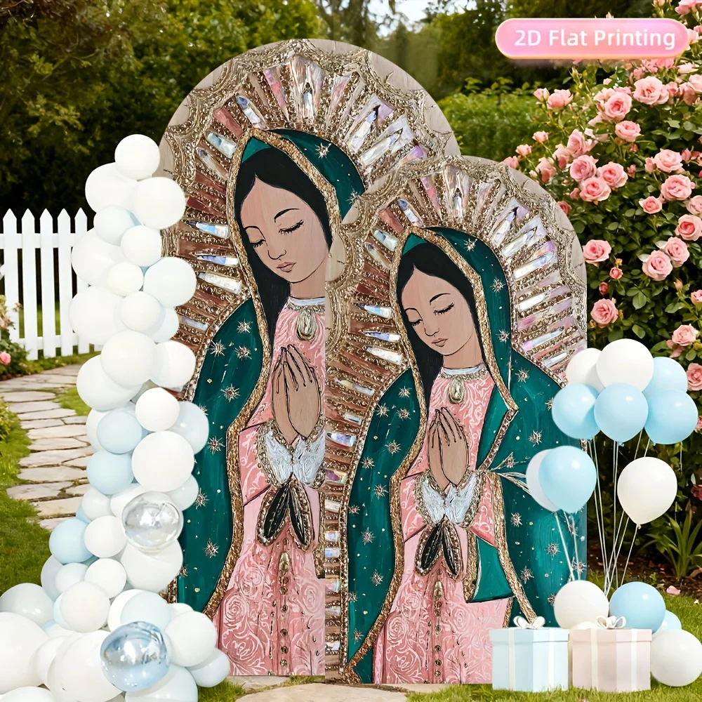 VIKAMA Porträt der Jungfrau von Guadalupe mit elegantem Bogen-Hintergrund – perfekt für Hochzeiten und Feiertagsdekoration – Wandkunst-Dekoration – Detail 8