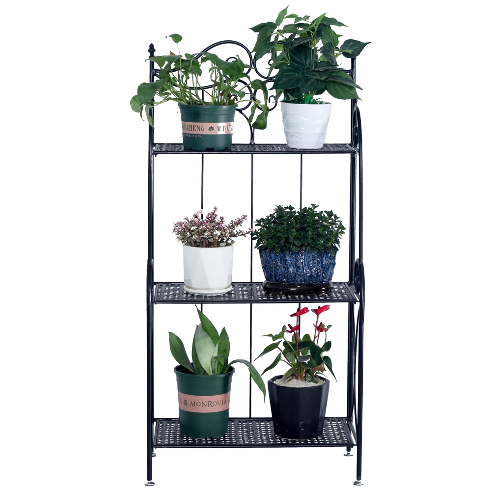 Metal Foldable 3-Tier Plant & Home D&eacute;cor Display Stand Rack / Book Shelf