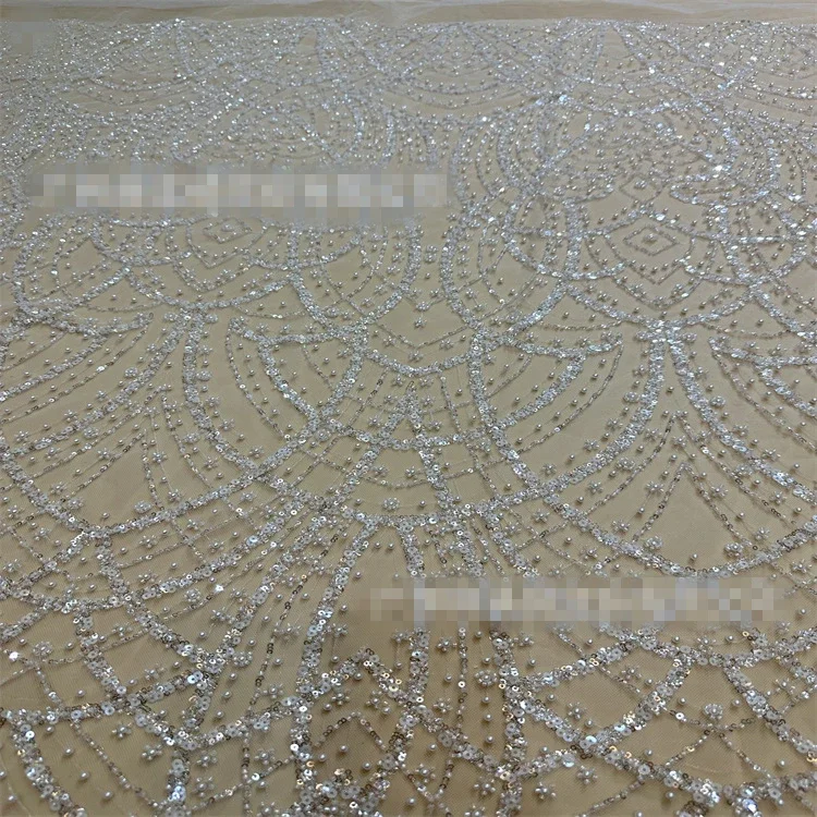 

Off White Lady Skirt Lace Material Beading Tulle Mesh Lace Accessory 2023 Fashion Dress Wedding Gowns Fabric