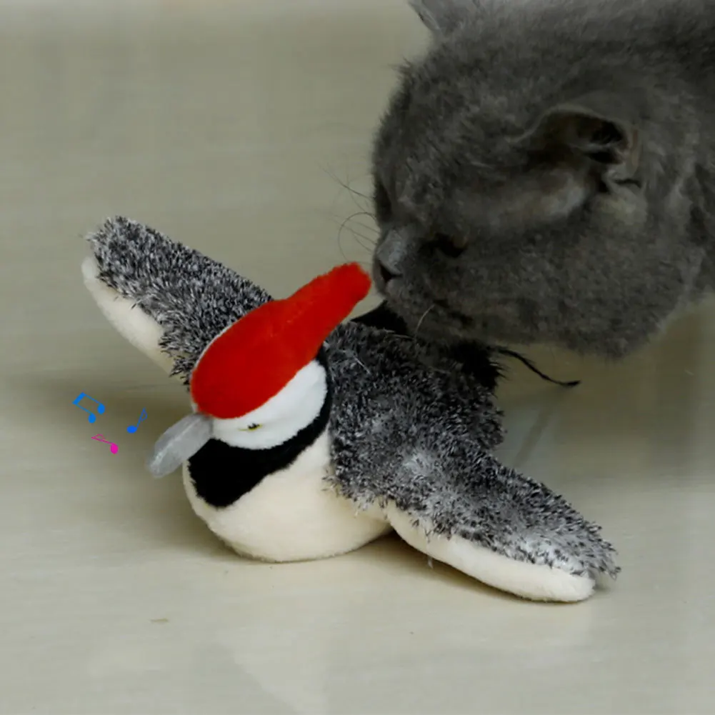 Touch Sensitive Plush Toys Catnip Rechargeable Electric Chirping Flapping Bird for Indoor Kitten Cats Activated Interactive Toys