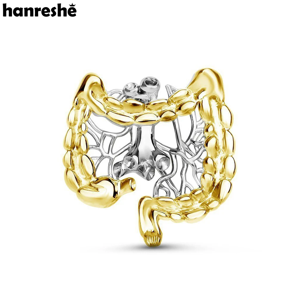 Hanreshe 해부학 장 브로치, 소화기 전문의 라펠 배지 핀, 의사 간호사용 쥬얼리 선물 컬렉션