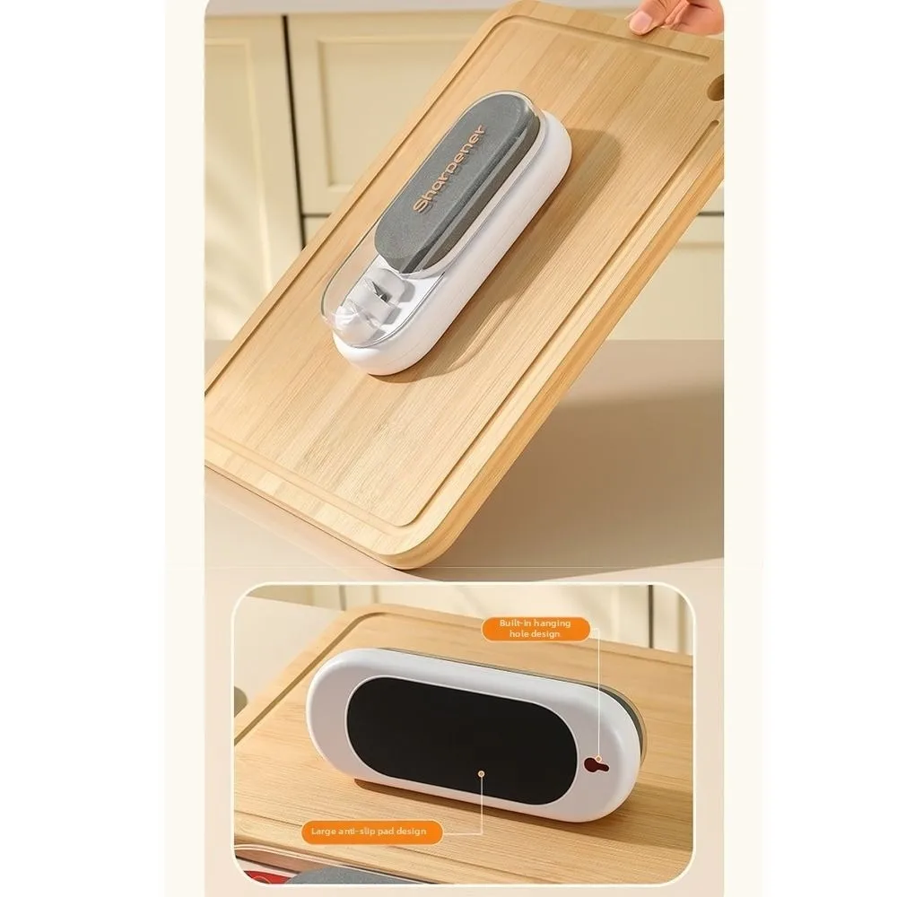 Affilatore Rapido 3 in 1 Multifunzionale con Foro per Appendere, Pietra per Affilare Coltelli da Cucina Professionale Antiscivolo - immagine 4