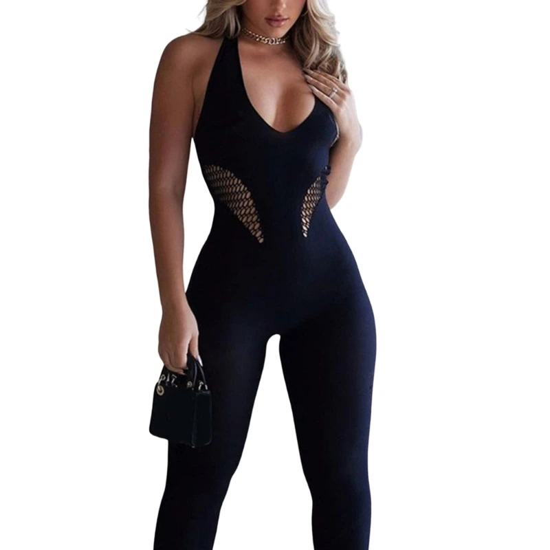

Women Sexy Sleeveless Bodycon Solid Outfits Club Romper Jumpsuits