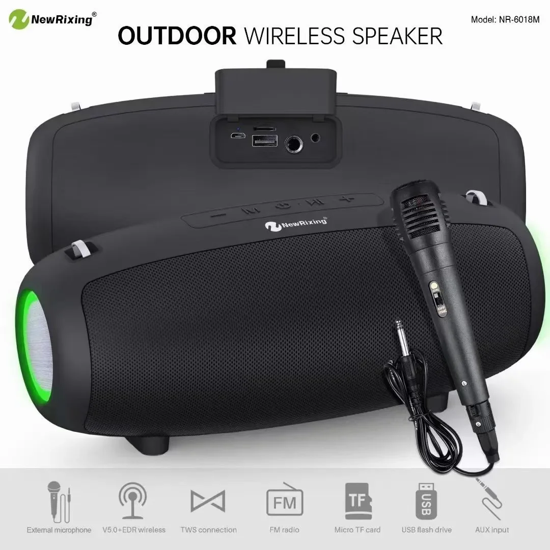 

Home desktop Bluetooth speaker outdoor strap insert card small war drum karaoke subwoofer music center sound system USB/AUX