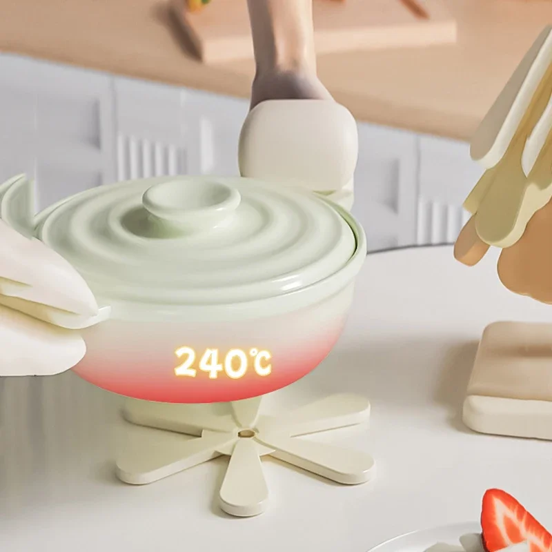 4pcs Silicone Mat Dishes Tree Design Trivet Set Coaster for Teapot Hot Pots Stand Insulation Pad Placemats Dining Table Gift