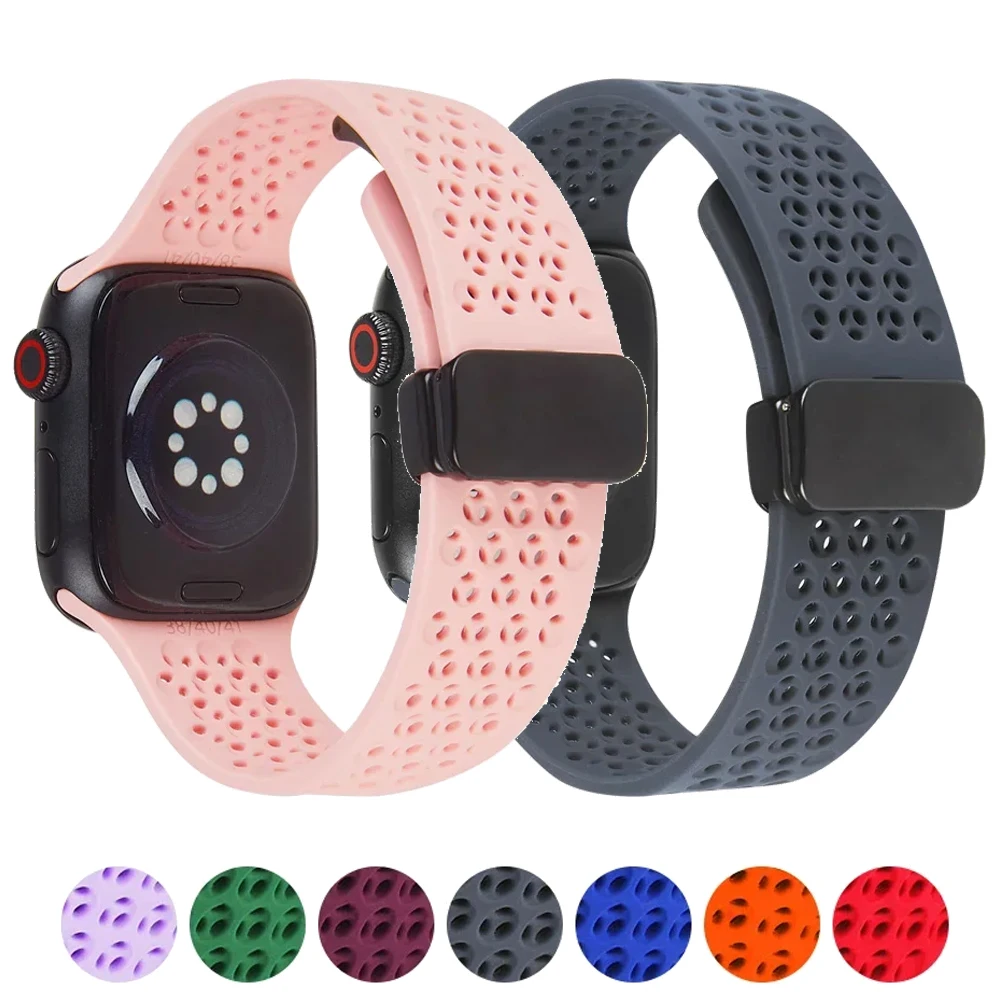 

Silicone Loop Magnetic strap For Apple watch band 44mm 40mm 45mm 41mm 42mm Bracelet iWatch series 8 3 5 4 SE 6 7 Ultra 2 49mm