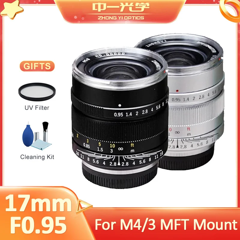 Zhongyi Mitakon 17Mm F0.95 Aps-C Obiettivo Verticale Manuale Ad Ampia Apertura Per Fotocamera Olympus Panasonic M4/3 Mount Gf7 Gf8 Em10