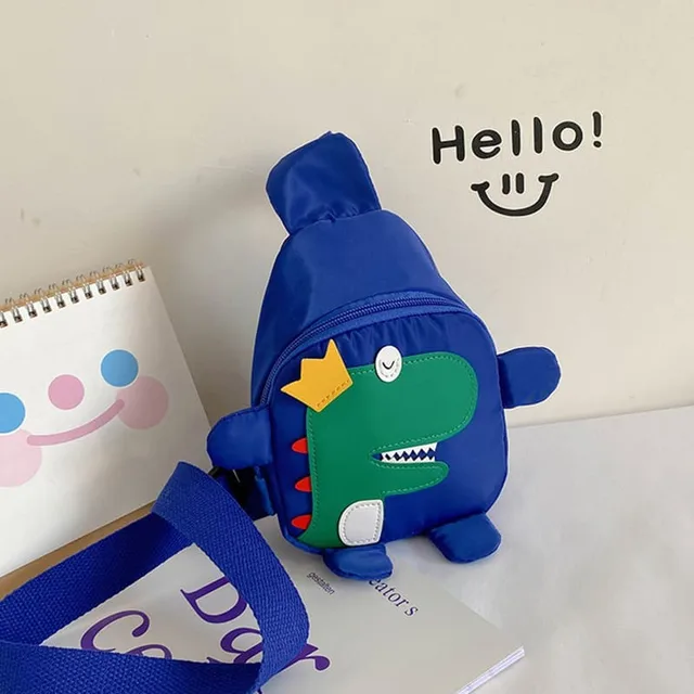 Kids Waist Bags Cartoon Dinosaur Print Outdoor Travel High Capacity Crossbody Zipper Bag Girl Boy Gift Children Chest Pouch Pack C blue