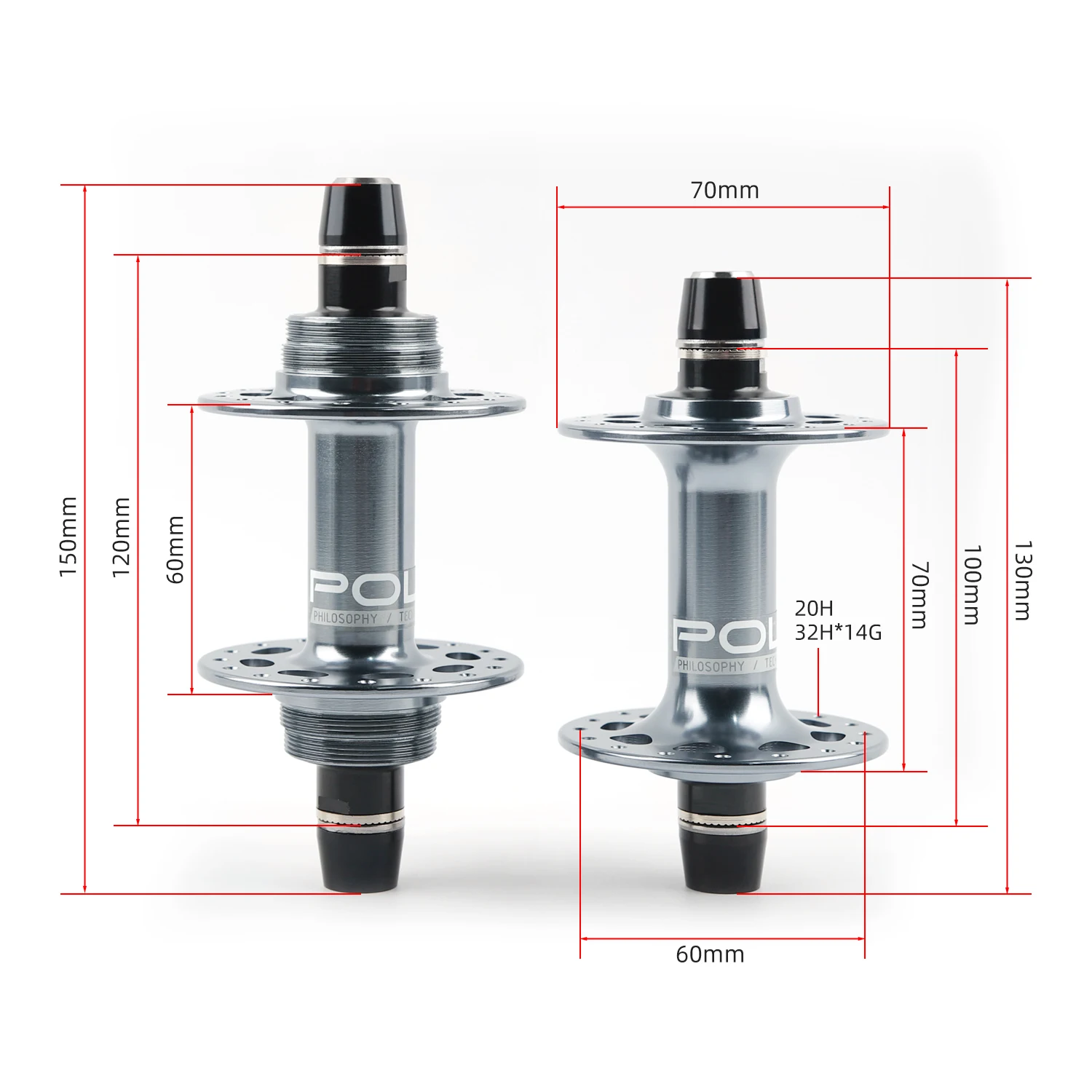 POLSO FIXED GEAR HUB FRONT AND REAR HUB SEALED BEARING TRACK