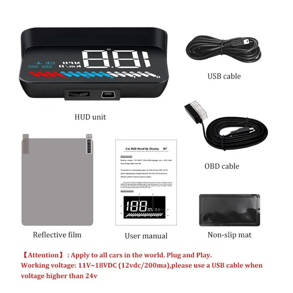 M7 GPS HUD ڵ OBD2  ÷ ӵ,  ӵ  Ÿ RPM   ,   Ʈ ˶