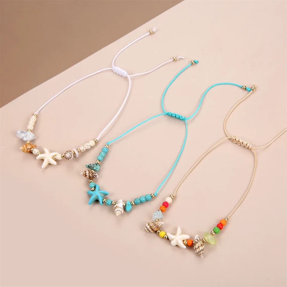 WOWORAMA Set di braccialetti con perline a conchiglia a strati per le
