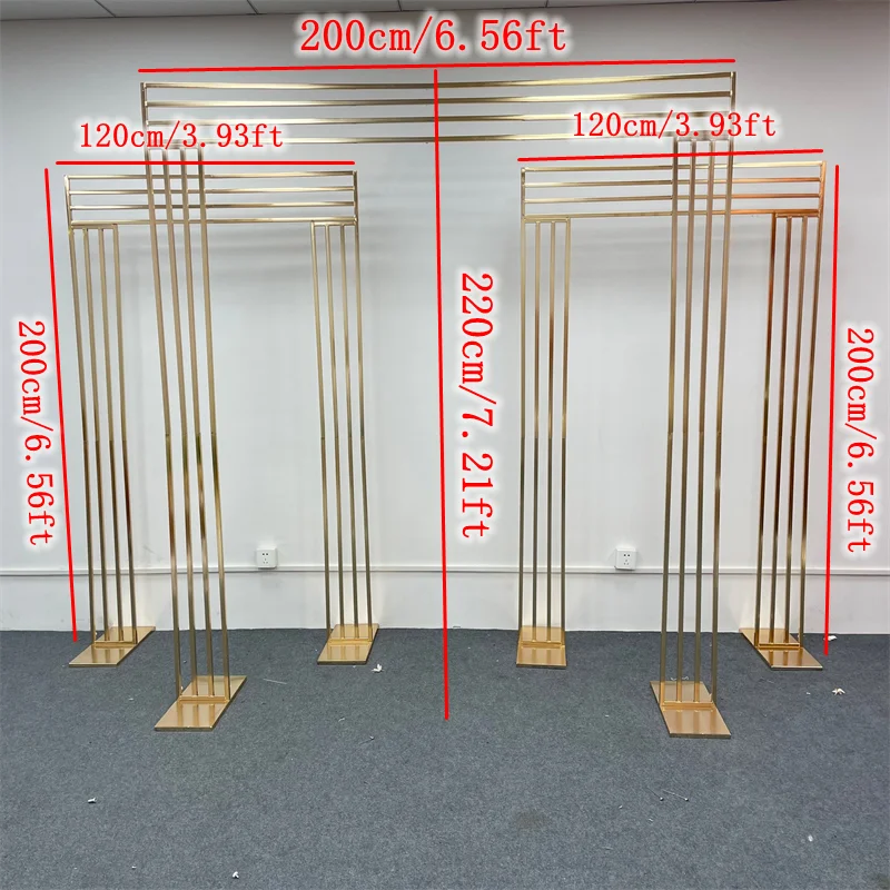 Square Screen Backdrop Shelf Wedding Arch Gold-plated Geometry Flower Door Stand Artificial Floral Decor Frame