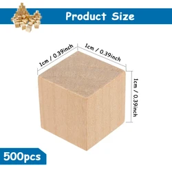 500-Piece Set of 1cm Natural Wood Crafting Cubes for DIY Projects and Home Decor (500pcs 1cm)