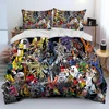 Digimon Adventure Monster Cartoon Comforter Bedding Set,Duvet Cover Bed Set Quilt Cover Pillowcase,king Queen Size Bedding Set 4