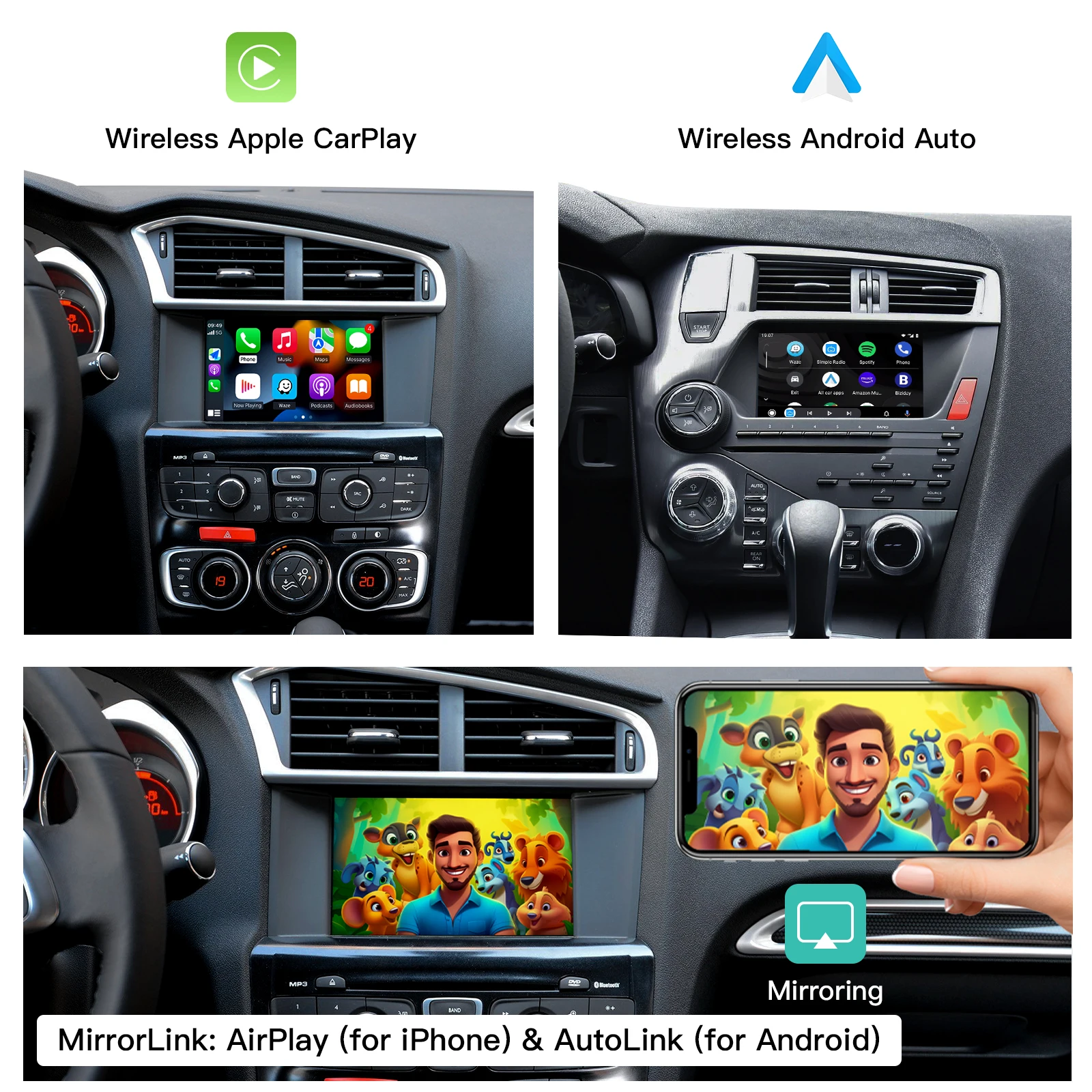 CARABC caja Carplay inalámbrica para Peugeot Citroen SMEG SMEG + Picasso C4 C5 DS4 DS3 308 508 208 3008 Android Auto módulo AirPlay 4