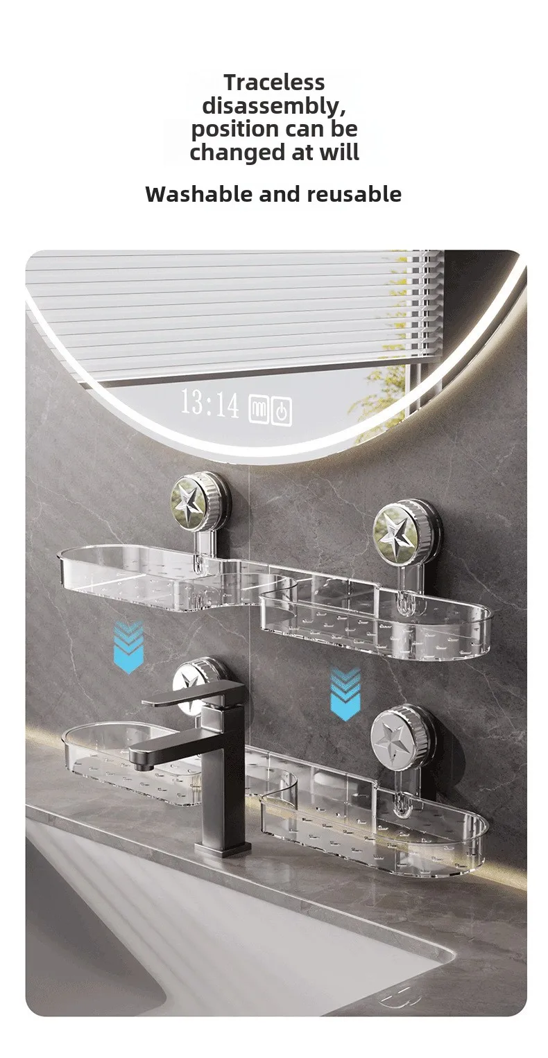 Five-pointed Star Suction Cup Faucet Countertop Sink Mirror-front Bathroom Wall-mounted Drip-drying Rack Without Drilling Holes