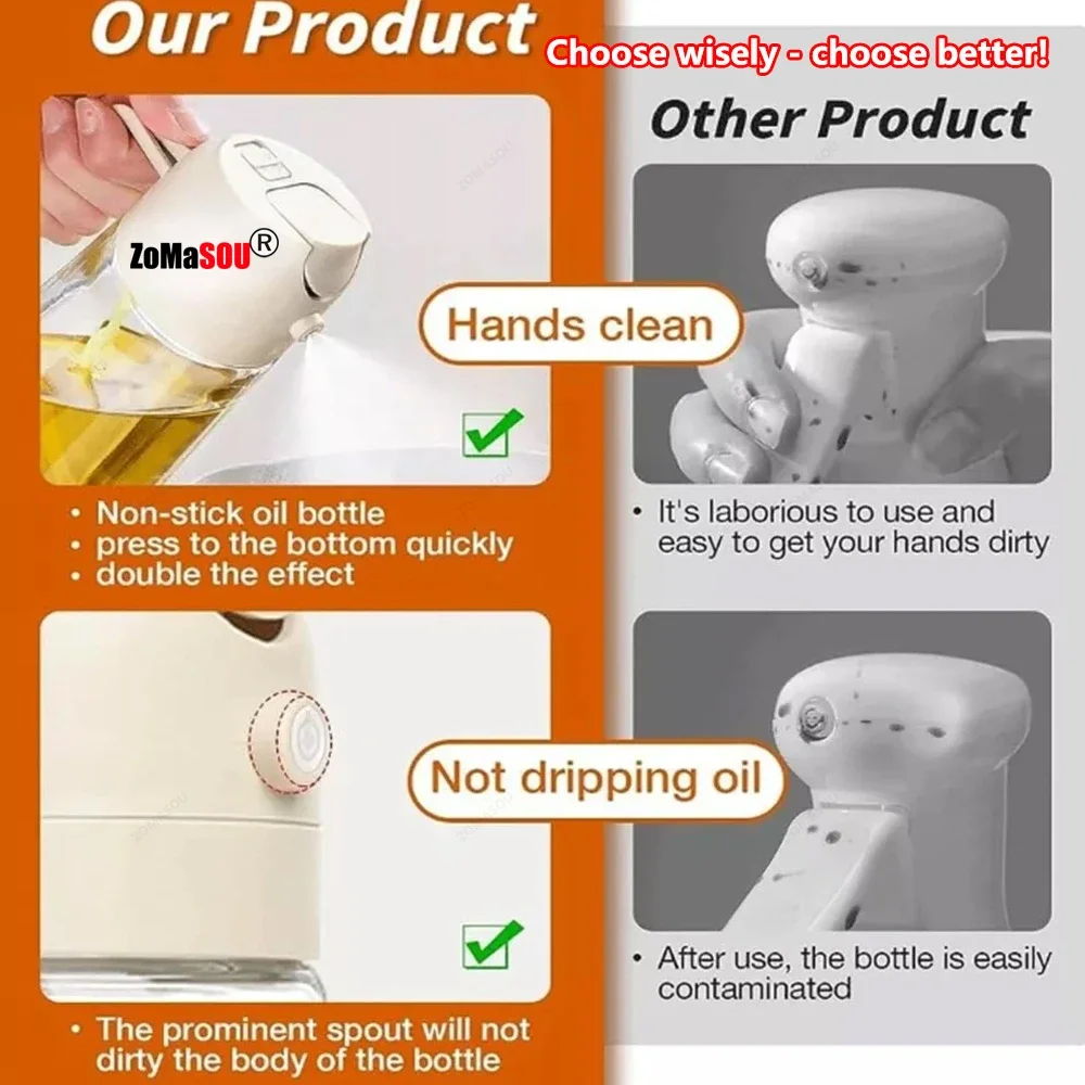 1-4Pcs 2in1 Oil Sprayer Bottle Plastic BBQ Cooking Oil Dispenser Olive Oil Pourers Sprayer Kitchen Baking Mister Vinegar Bottle 4