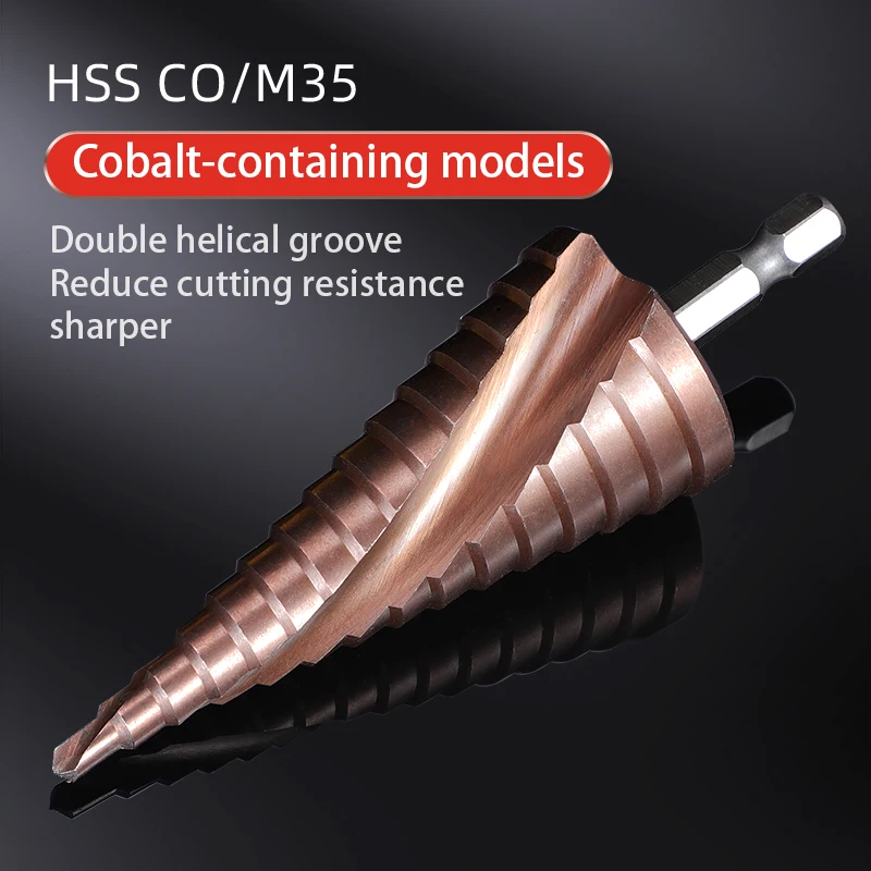 Step Drill Bit 1PCS/3PCS M35 5% Cobalt HSS Step Drill Bits for Stainless Steel Metal Wood Hex Metal Core Stepped Drill Bit Set 4-12mm/20mm/32m