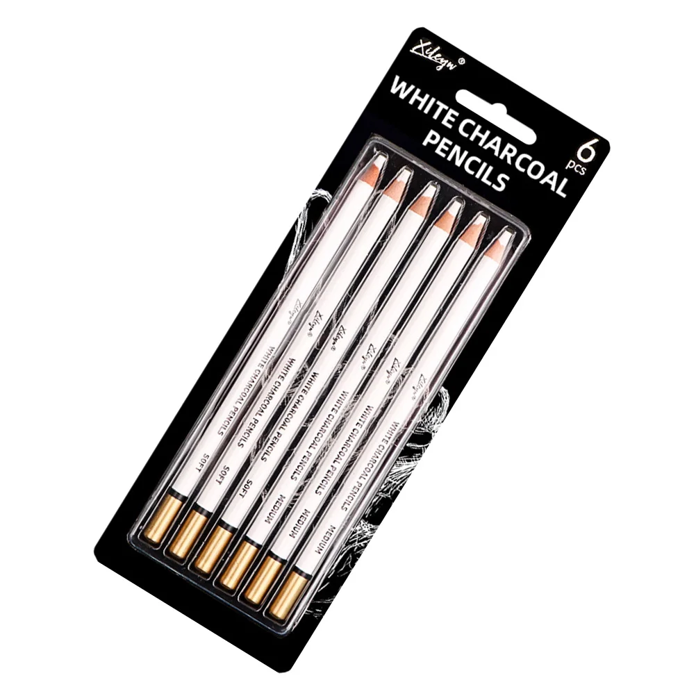 

6 Pcs Sketch Pencil Charcoal Pencils White Wooden Painting Tools Graphite Drawing for Sketching