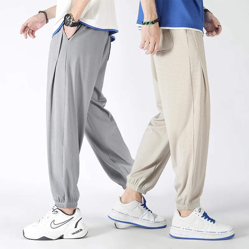 New Ultra-thin Men Fashionable Trendy Ice Silk Pants Comfortable High Elasticity Breathable Summer Outdoor Sports Fitness Pants 6