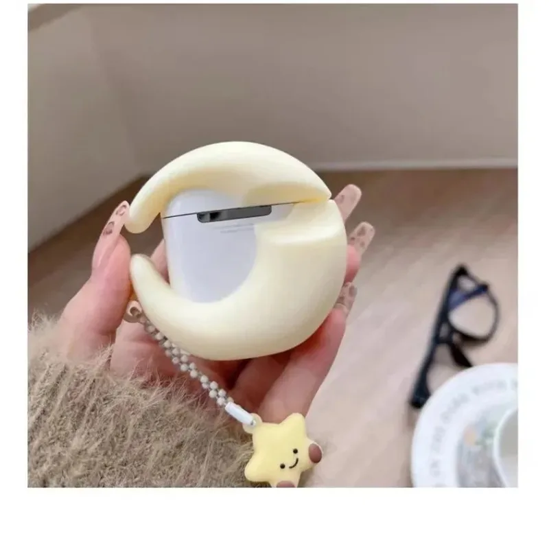 Suitable for Apple Airpods 1 2 3 4 Pro Pro2 Cute Star Moon Pendant Silicone Earphone Cover Comes with Earphone Cleaning Pen