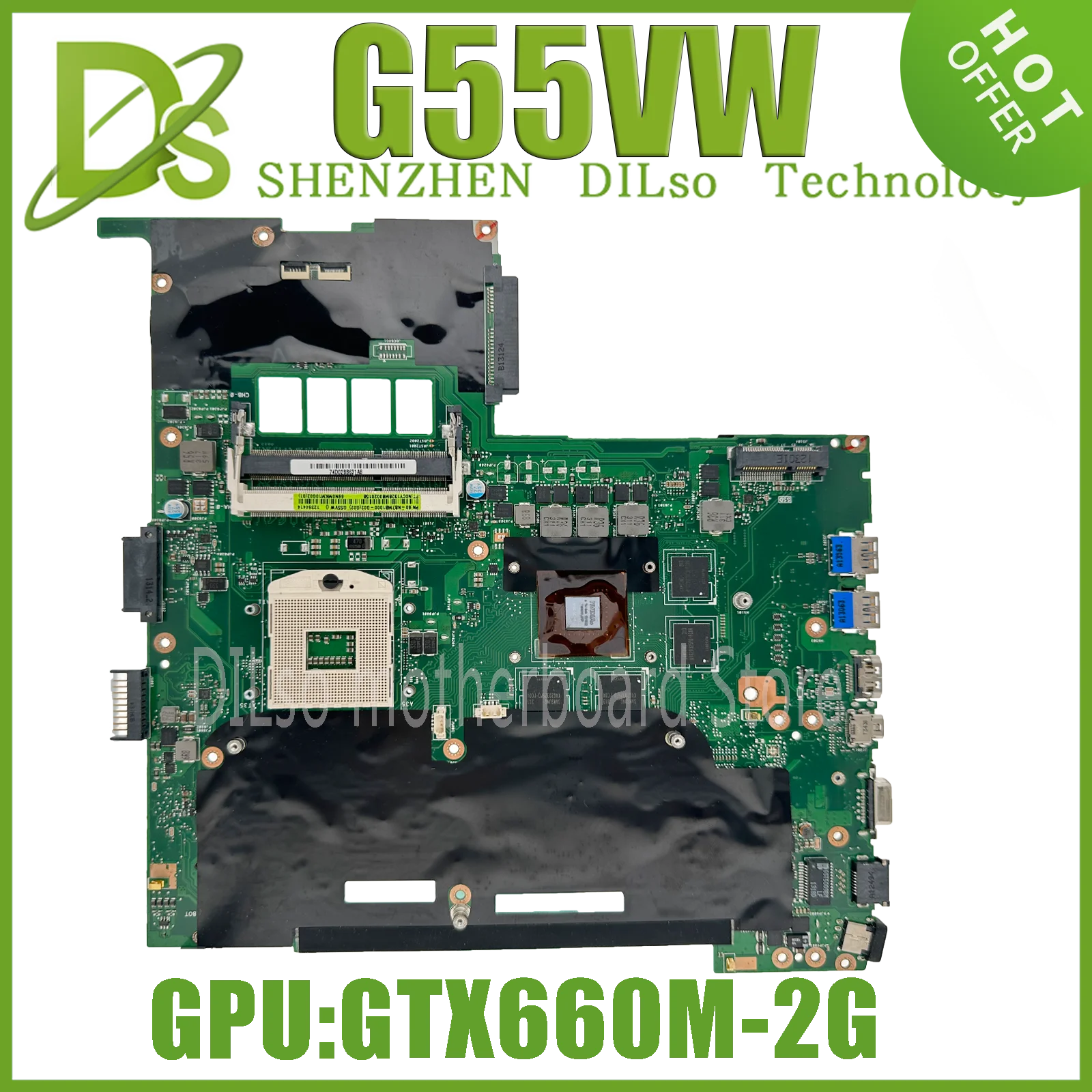 Kefu-motherboard Laptop para Asus G55v N13e-ge-a2 Gt660m Gpu Mainboard Slots Teste G55vw