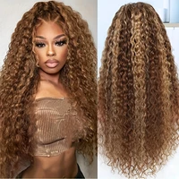 Perruque Lace Front Ombrée 30 Pouces, Cheveux Humains Brésiliens Blond Miel, 13x4 HD 4/27 Ondulée Profonde, Perruques Lace Frontal 13x6, Perruque 4x4 1