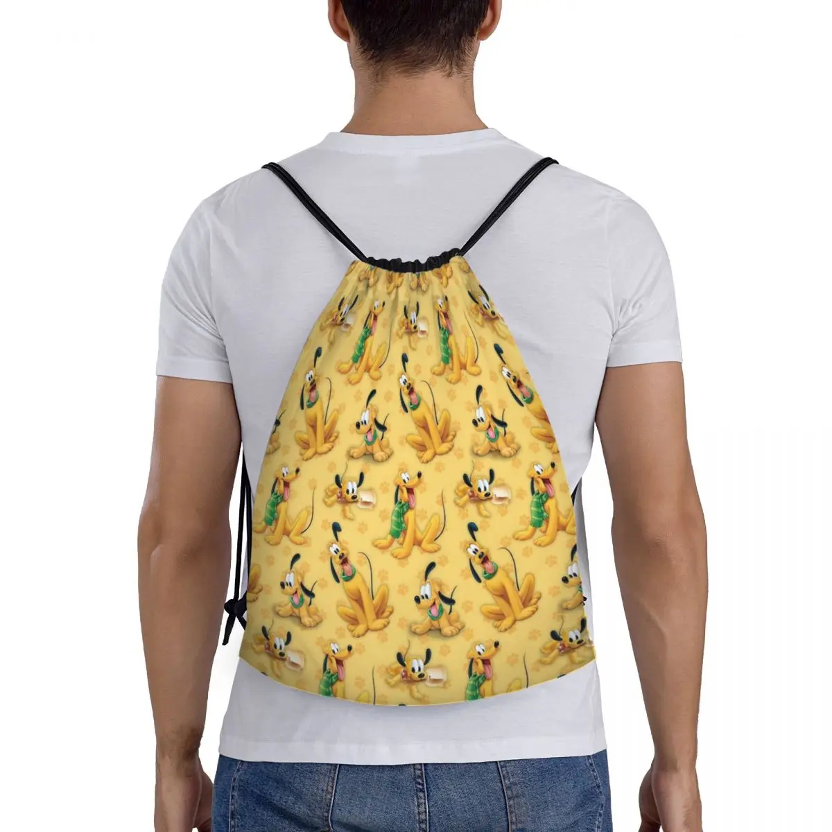 Custom Cute Pluto Drawstring Bag Men Women Lightweight Donald Duck Cartoon Sports Gym Storage Backpack 5