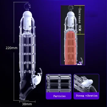Penis Sleeve Extensions Condom Male Enlargement Delay Vibrators Clits Massager Cock Ring Vibrating Penis Cover Sex Toys For Men 4