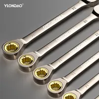 1Pc Key Wrench Flexible Golden Ratchet Wrenches Torque Universal Spanners for Car Repair Tools Metric Hand Tool 1