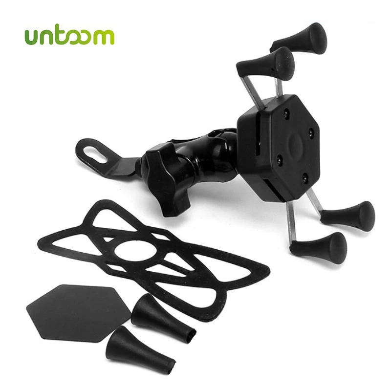 

Untoom Motorcycle Rear Mirror Mobile Phone Holder Bracket X-Type 360 Degree Rotation Motorbike Scooter Cell Phone Mount Stand