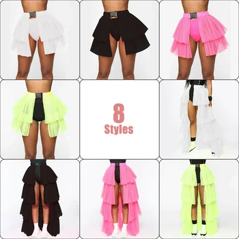 Womens Tutu Skirt Mesh Tulle High Low Bustle Skirt Dancing Petticoat Skirt Fluffy Underskirt Clubwear Party Dress 1