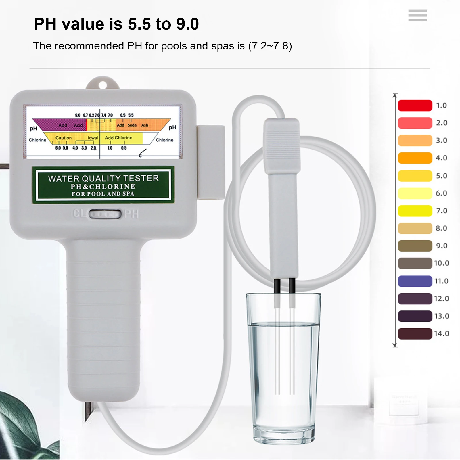 

Portable 2 In 1 Pool PH / Chlorine Tester Water Quality Tester Analyzer Aquarium Hot Spring Water Quality Analytical Device