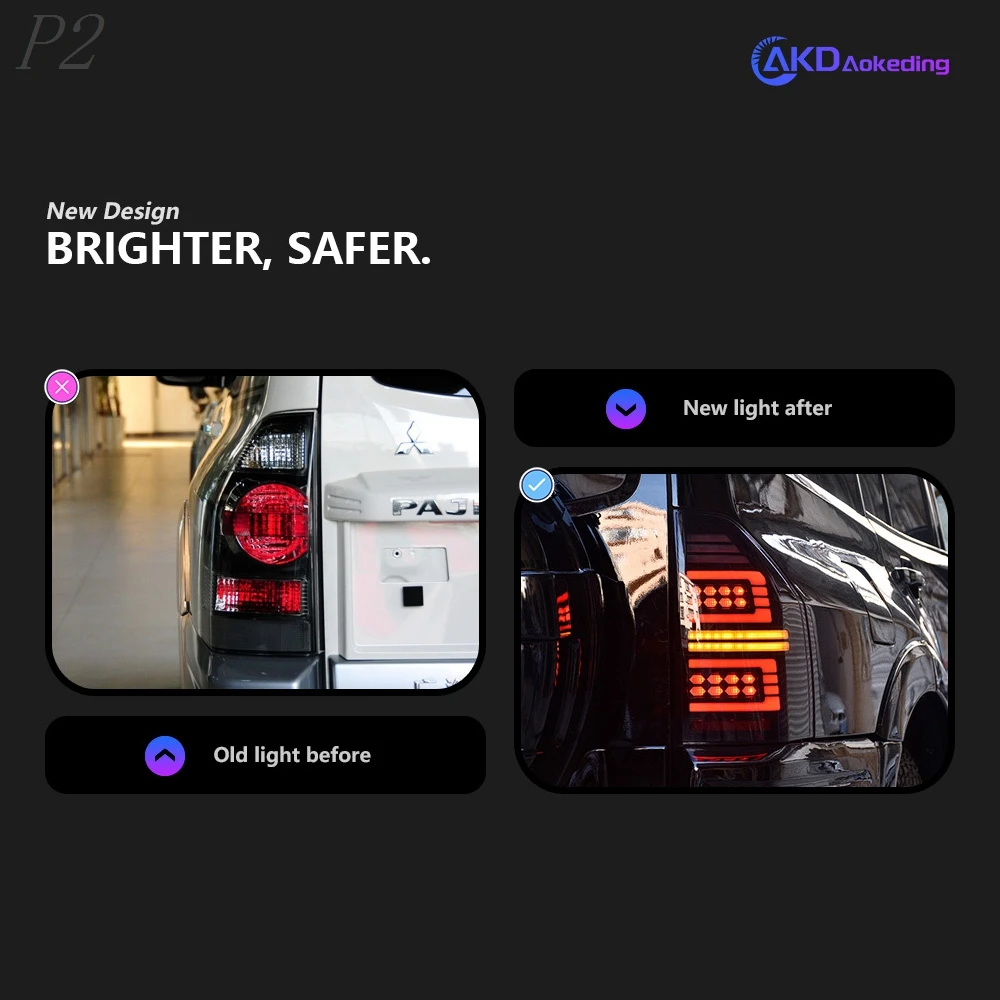 파제로 V97 V87 2006-2020 용 테일 라이트, 리어 램프, 후면 LED 조명, 자동차 액세서리, V73 V75 V77, 미등