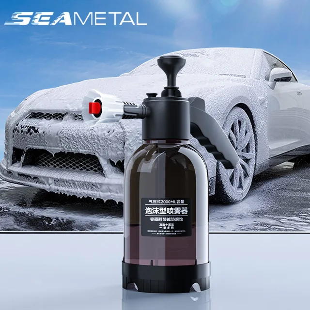 SEAMETAL 2L Hand Pump Foam Sprayer Pneumatic Washer Foam Snow Foam High Pressure Car Wash Spray Bottle for Car Home Cleaning 1