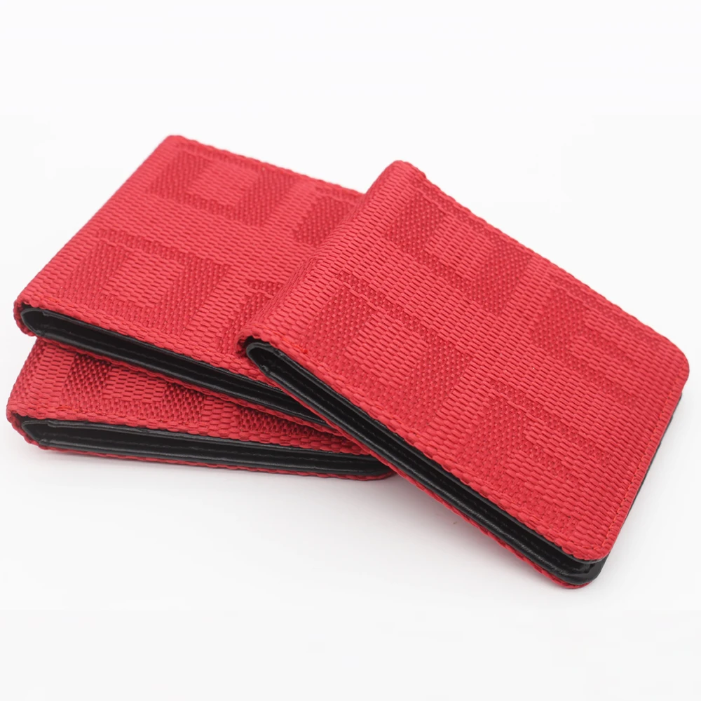 JDM Style Fabric Purse Wallet Gradation Racing Seat Canvas Leather Key Case For BRD |