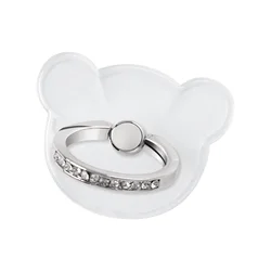 Clear Diamond Ring Phone Holder with 360° Rotation Finger Grip (Bear)