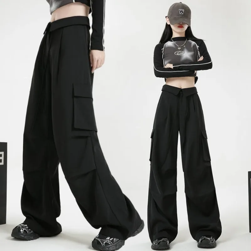 Deeptown Vintage Y2k Oversize Cargo Pants Woman Spring Joggers Streetwear Baggy Sweatpants Harajuku Casual Wide Leg Trousers