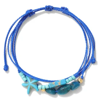 Starfish Rice Beads Bracelet Irregular Natural Stone Quartzs Beads Rope String Bracelets for Women Beach Vacation Party Jewelry