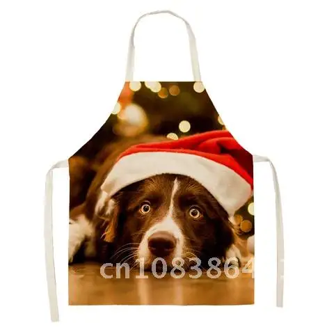 

Apron Christmas Pattern Cat and Dog Pet Household Kitchen Cooking Sleeveless Apron Room Outdoor Antifouling Cleaning Tool