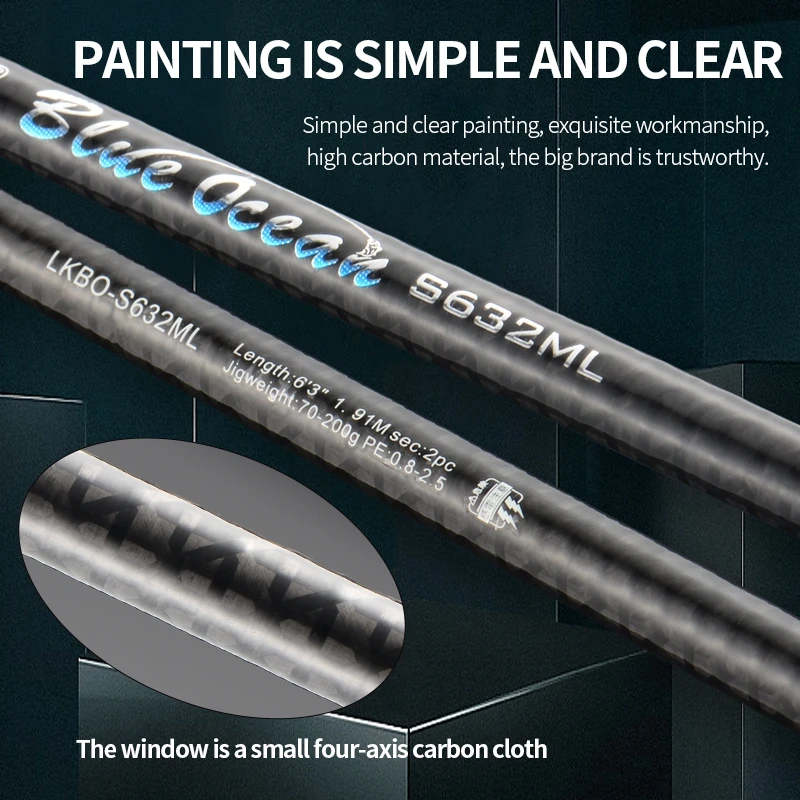 ルアーキラースロージギングロッドIII S632/C632 1.91M PE 0.8-2.5/PE 1-3 ジグウェイト60-180g/80-250g 15kg ドラグパワー オーシャンボートロッド ルアーキラー-スロージギング用カーボンロッド,1.91m,フライング