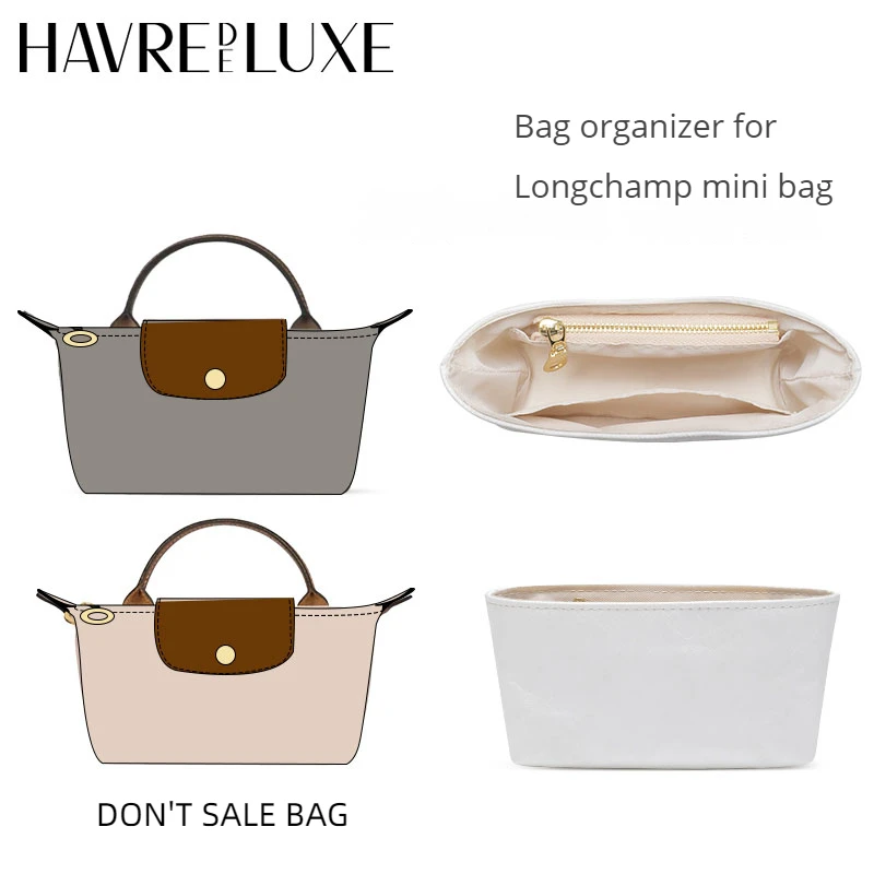 Havredeluxe Dupont Paper Bag Organizer Per Longchamp Mini Bag Inserto Per Borsa Con Fodera In Materiale Ultraleggero Organizzare E Conservare