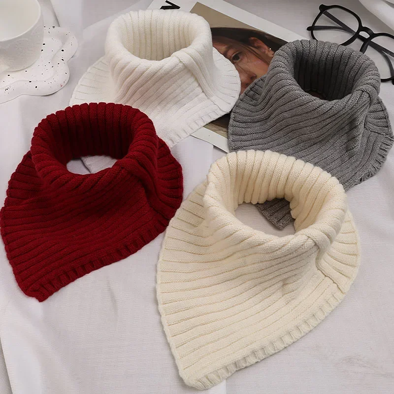 

For Women Triangular Fake Collar Scarf Knitted Elastic False Collar Snood Lady Winter Warm Cycling Windproof Detachable Wrap Bib