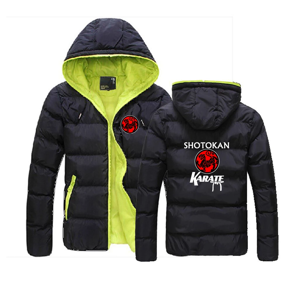 

Shotokan Karate 2023 Men's New Winter Colorblock Zipper Hooded Cotton Jacket Sweatshirts Padded Slim Fit Casual Warmer Coats Top