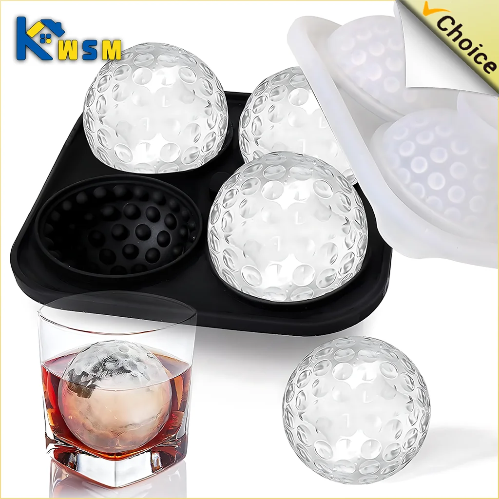 1-10PCS Ice Cube Mold 3D Golf Ice Puck Hockey Tray Mold Whiskey Silicone Ice Box Silicone Ice Tray Ice Hockey with Funnel