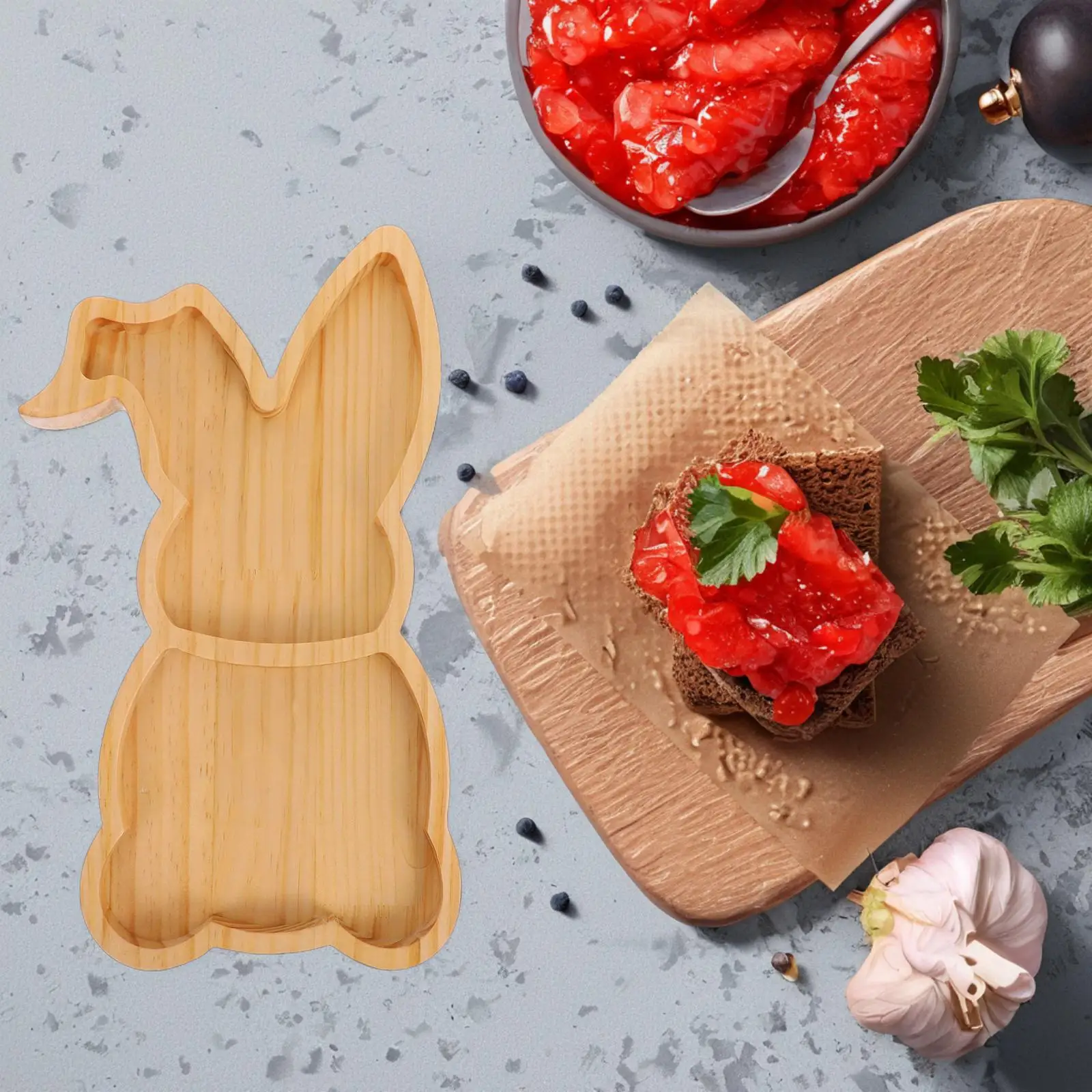 Rabbit Tray Easter Shaped Wooden Food Charcuterie Board Cheese Bunny Serving Child 4