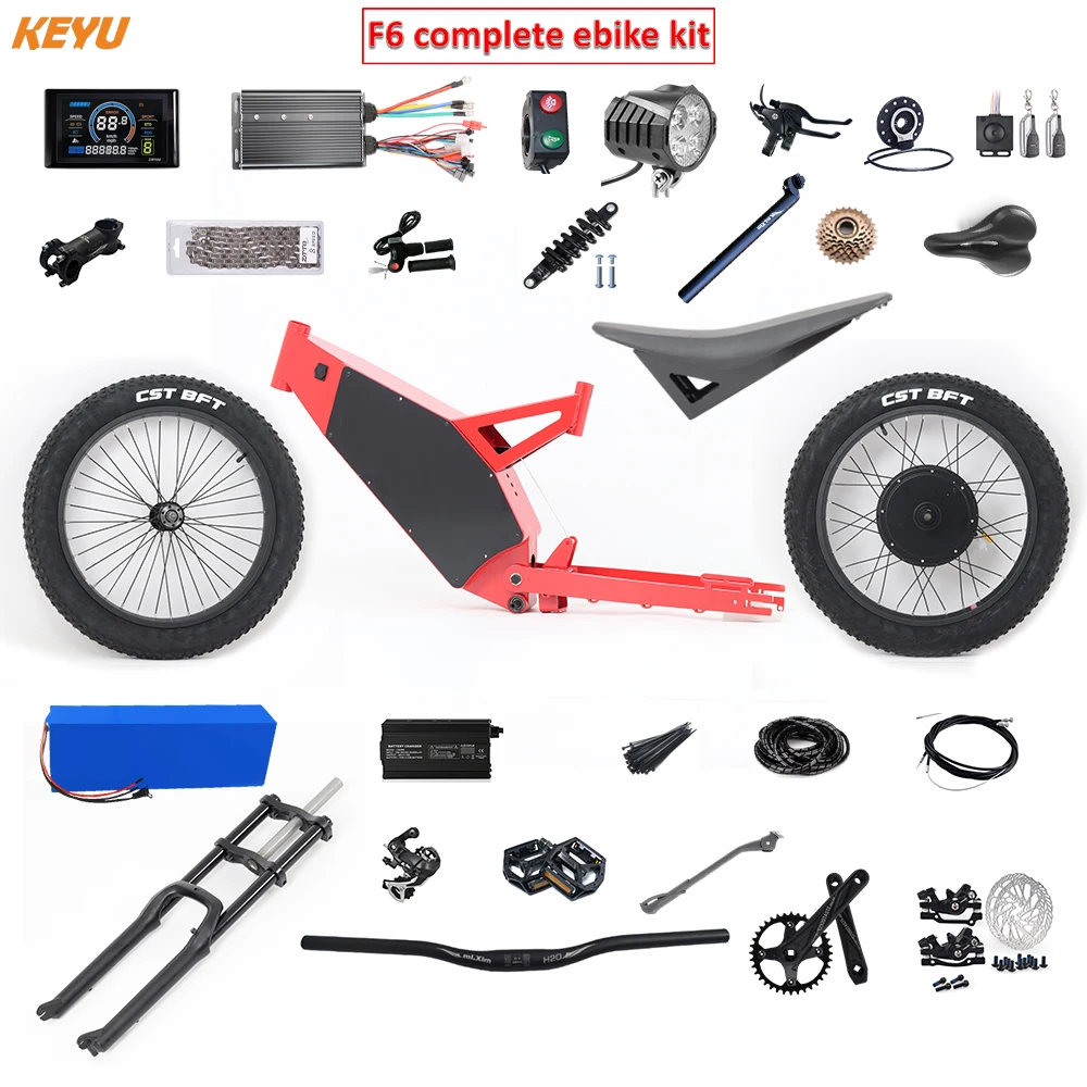 KEYU F6 enduro ebike kit 60V 3000W Electric motorcycle Complete ebike kit conversion electric bike stealth bomber frame