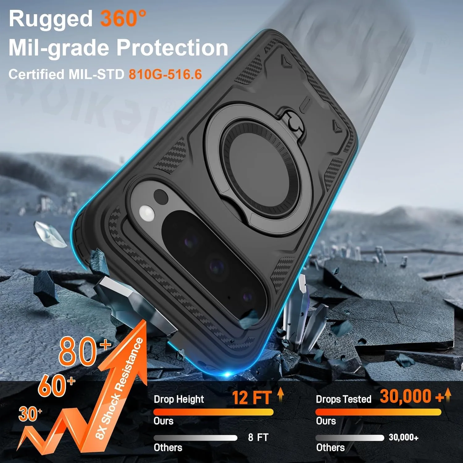 Magnetic Rotatable Stand Case with Kickstand and Enhanced Protection
