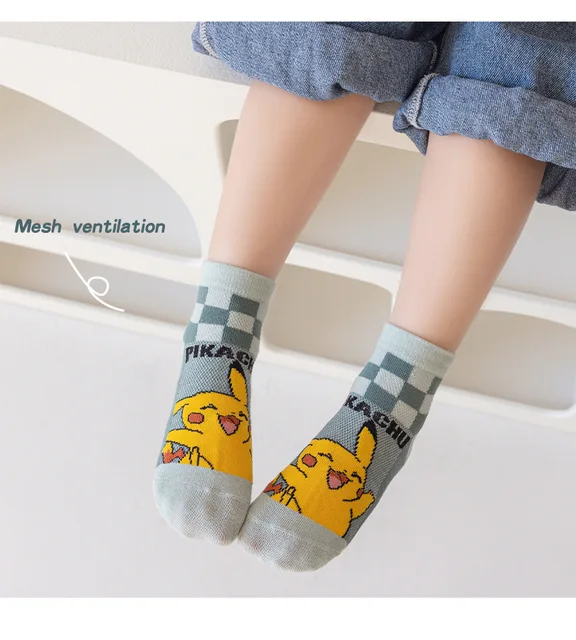 5 paires de chaussettes Pokemon Pikachu, chaussettes courtes en coton pour  bébés garçons et filles, Kawaii, Sport, dessin animé, chaudes et douces  pour enfants, cadeaux - AliExpress